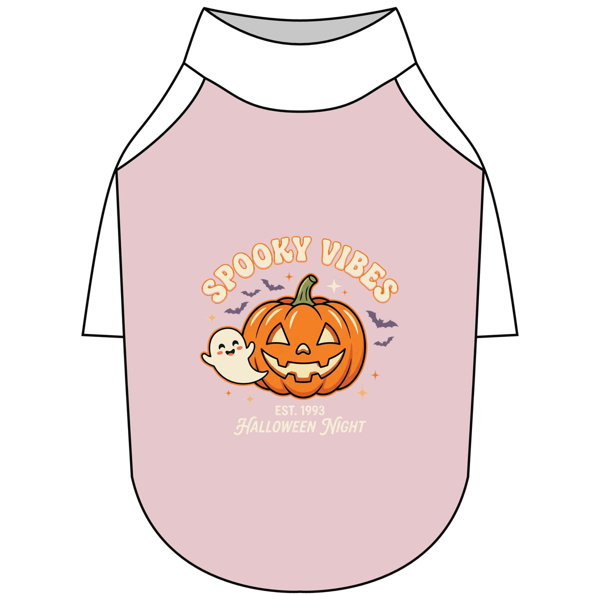 Spooky Vibes Halloween Dog T-Shirt | Pumpkin & Ghost Raglan Dog Costume Shirt