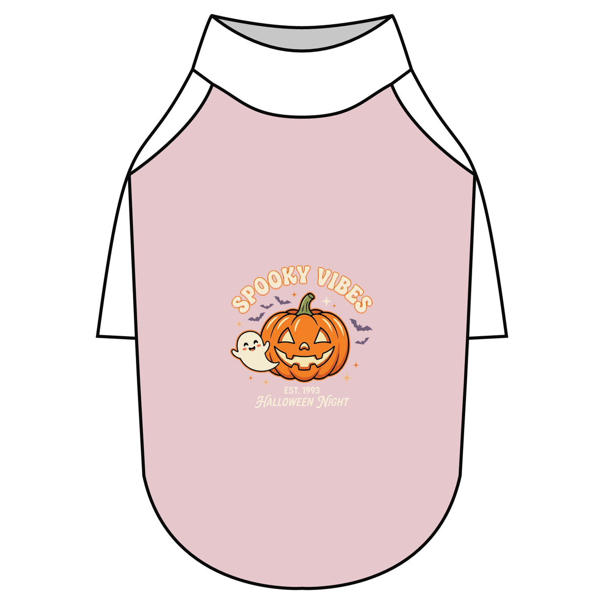Spooky Vibes Halloween Dog T-Shirt | Pumpkin & Ghost Raglan Dog Costume Shirt