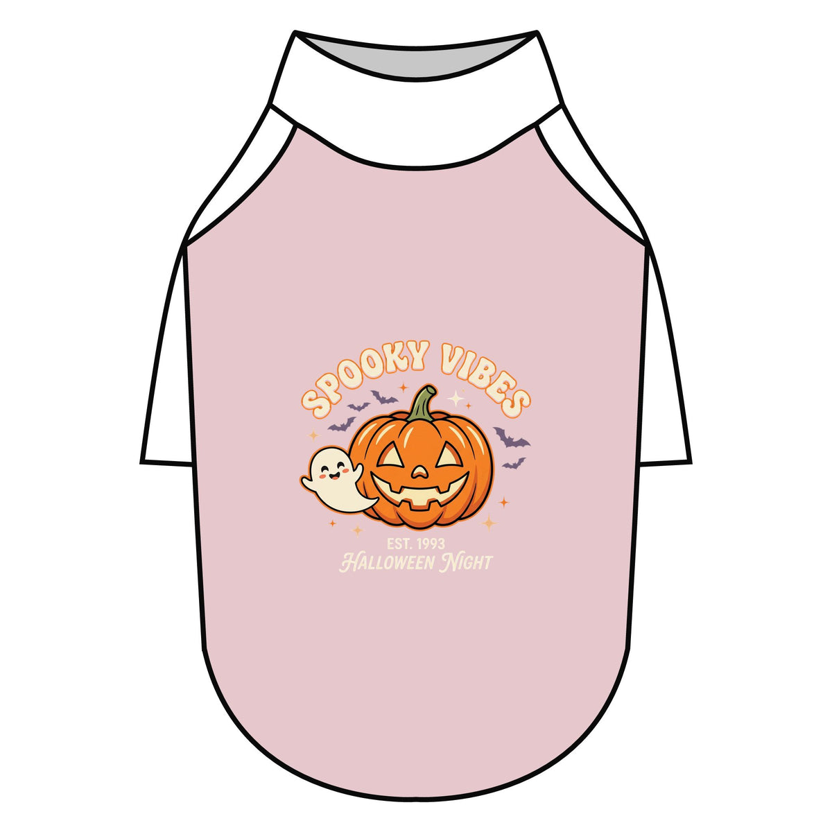 Spooky Vibes Halloween Dog T-Shirt | Pumpkin & Ghost Raglan Dog Costume Shirt