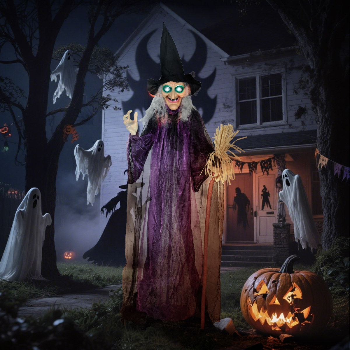 183cm purple witch Halloween animatronic - view 3