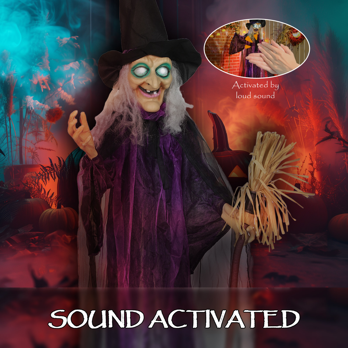 183cm purple witch Halloween animatronic - view 6