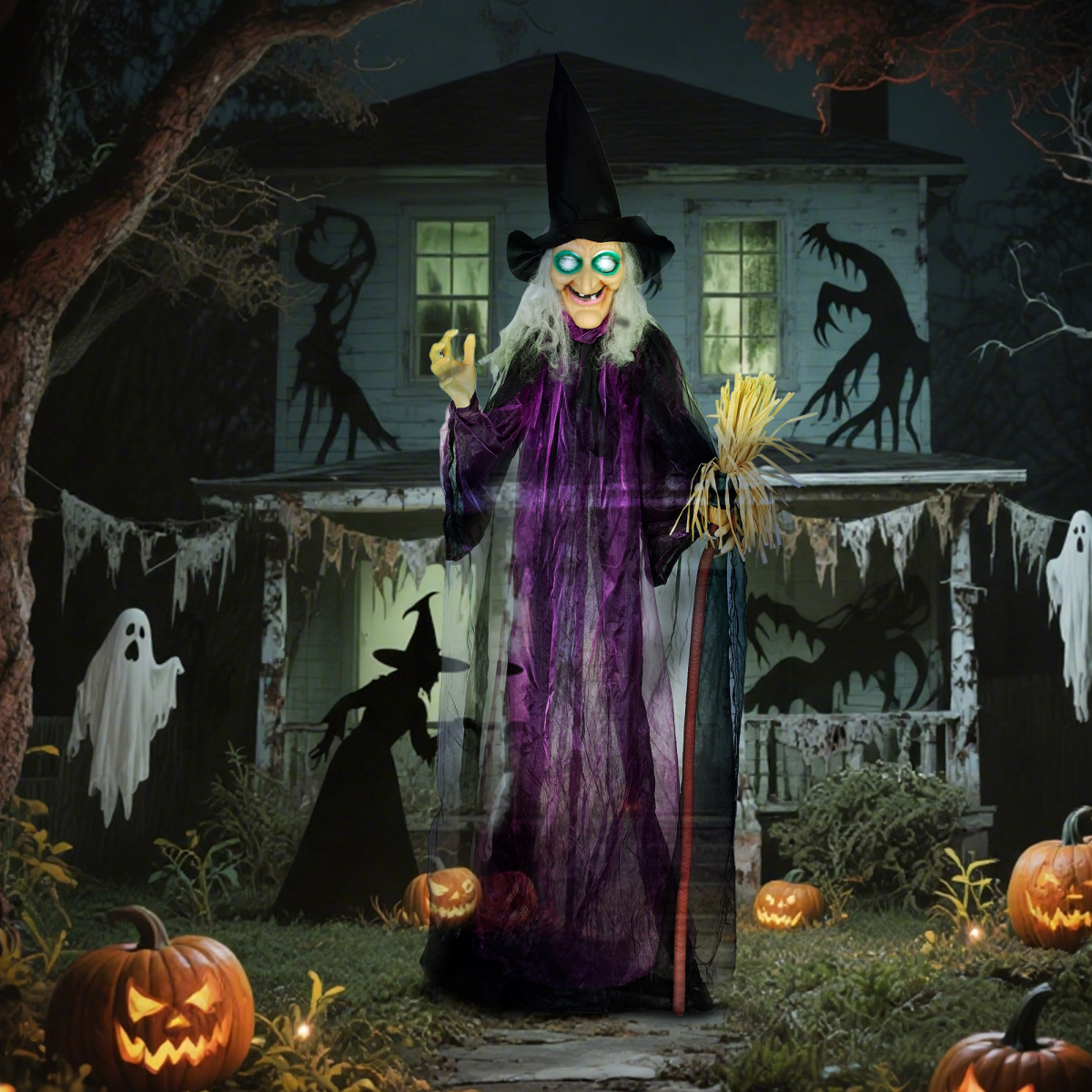 183cm purple witch Halloween animatronic - view 9