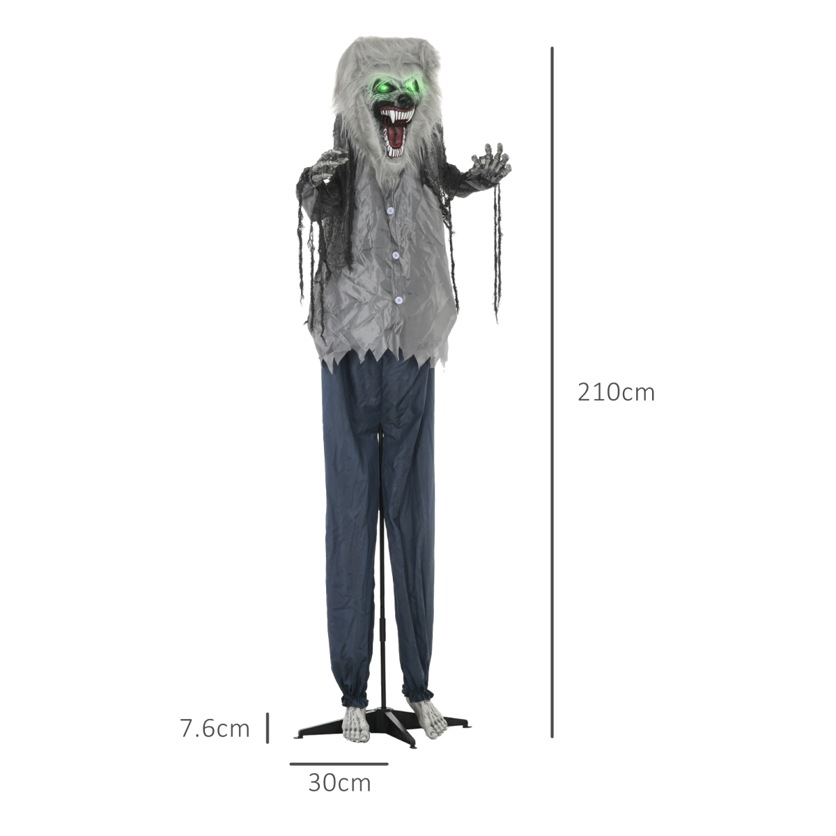210cm skeleton werewolf Halloween animatronic with green eyes - view 5