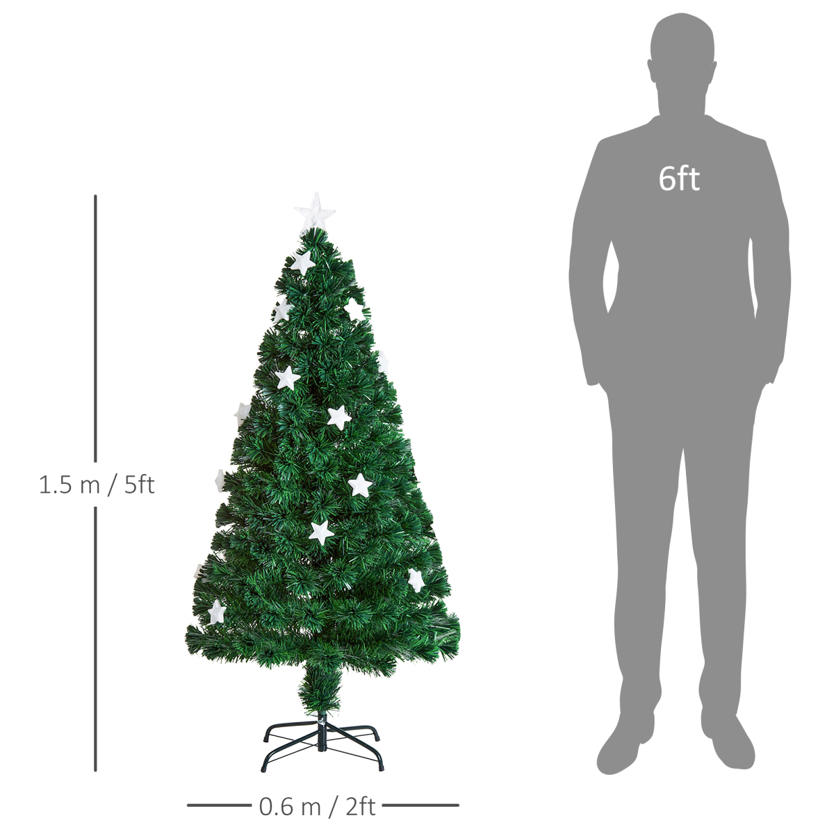 5ft pre-lit fibre optic Christmas tree with star LED lights - view 3