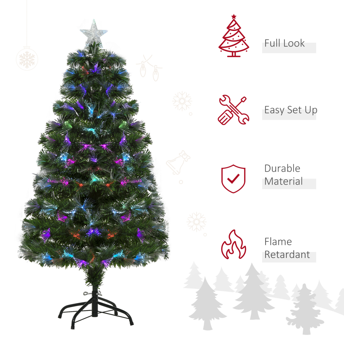 4ft multicoloured fibre optic Christmas tree with 130 lights - view 4