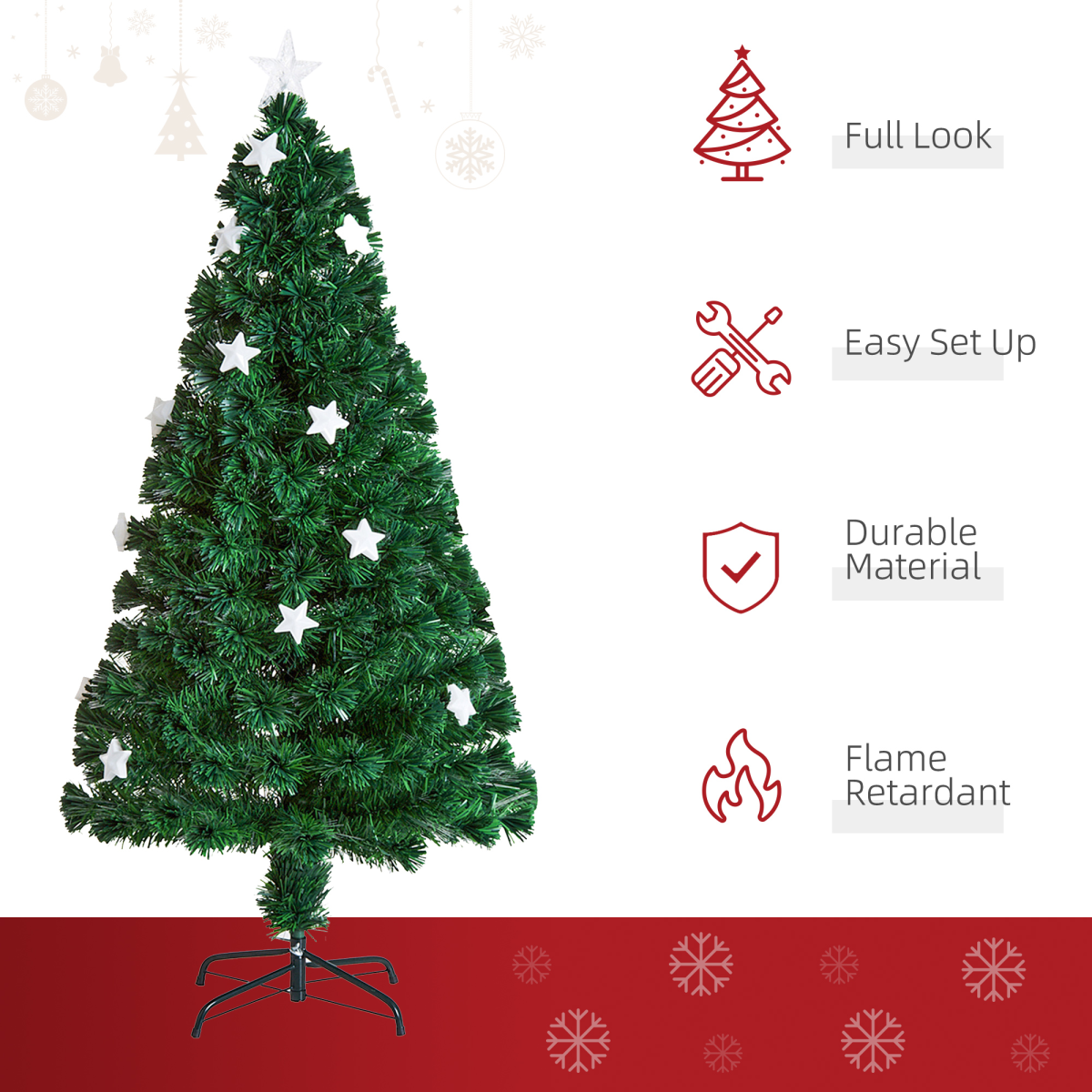 5ft pre-lit fibre optic Christmas tree with star LED lights - view 4