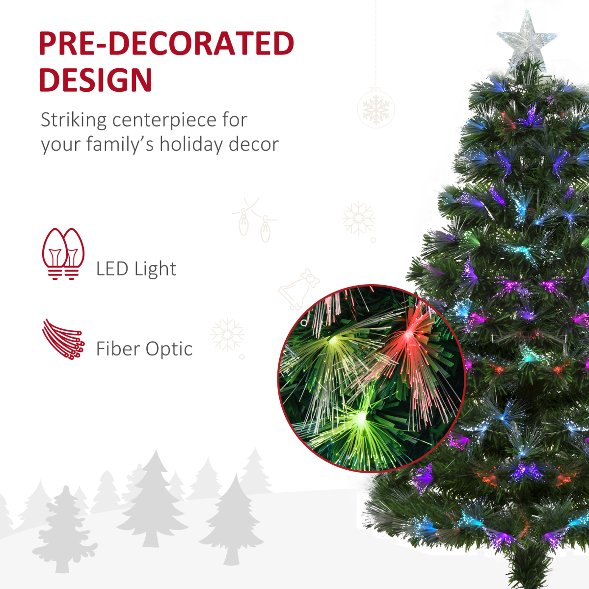 4ft multicoloured fibre optic Christmas tree with 130 lights - view 5