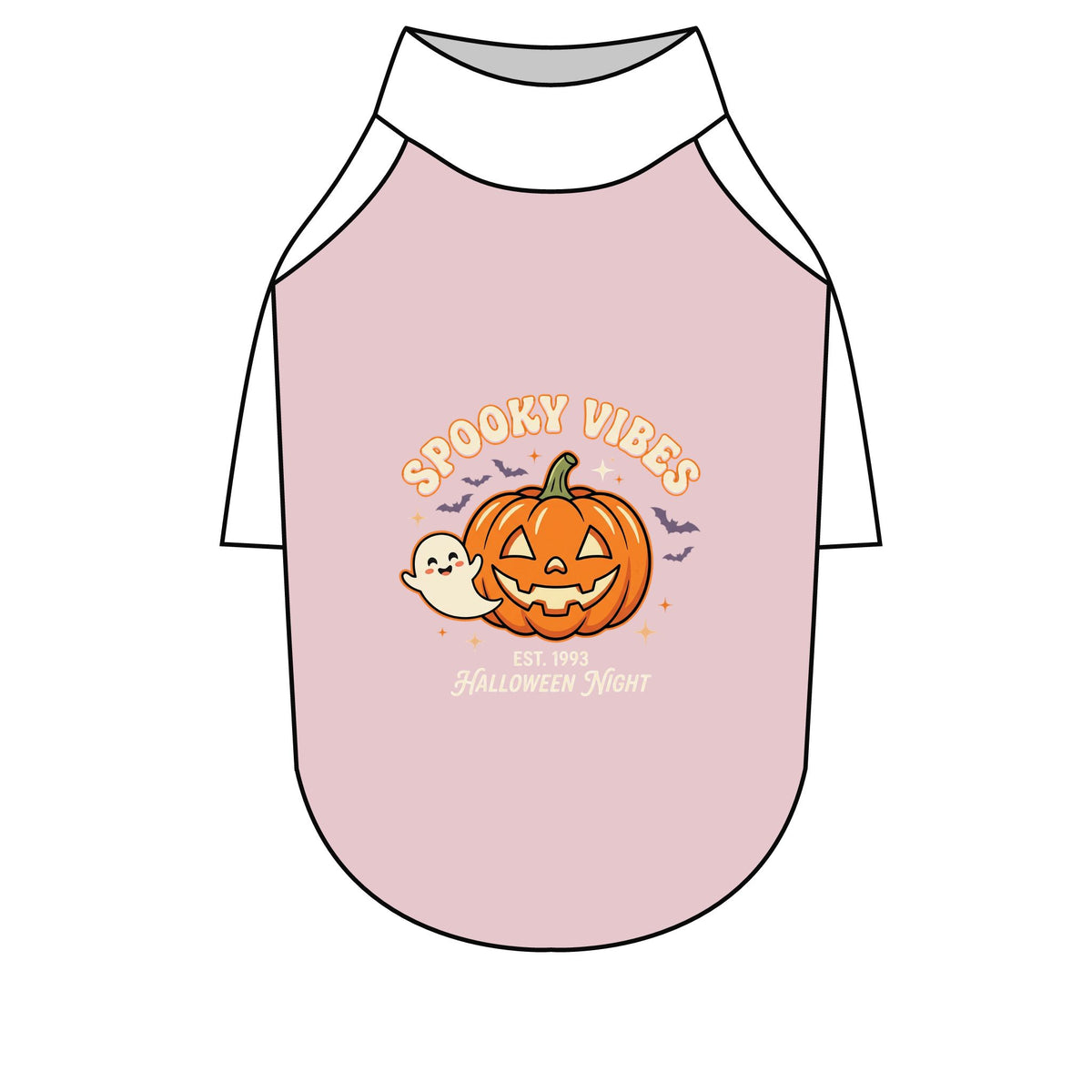 Spooky Vibes Halloween Dog T-Shirt | Pumpkin & Ghost Raglan Dog Costume Shirt