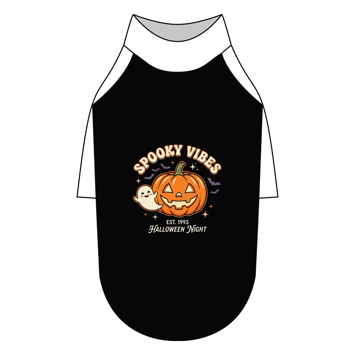 Spooky Vibes Halloween Dog T-Shirt | Pumpkin & Ghost Raglan Dog Costume Shirt
