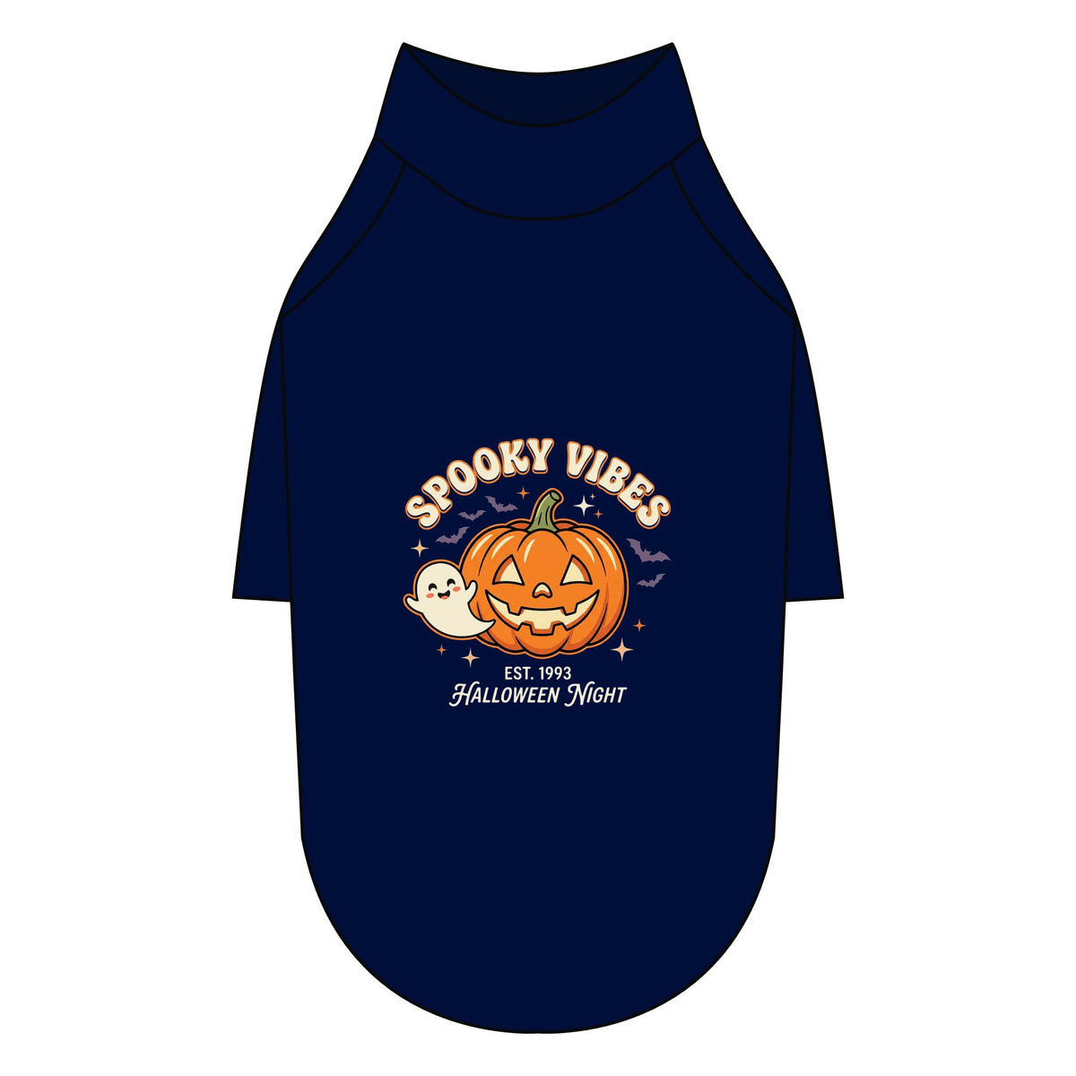 Spooky Vibes Halloween Dog T-Shirt | Pumpkin & Ghost Raglan Dog Costume Shirt