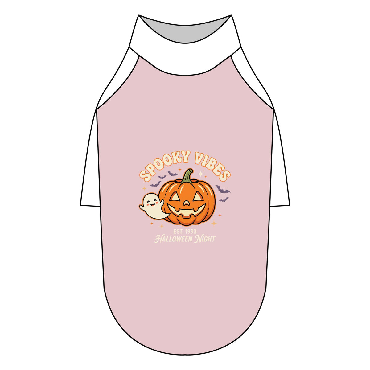 Spooky Vibes Halloween Dog T-Shirt | Pumpkin & Ghost Raglan Dog Costume Shirt
