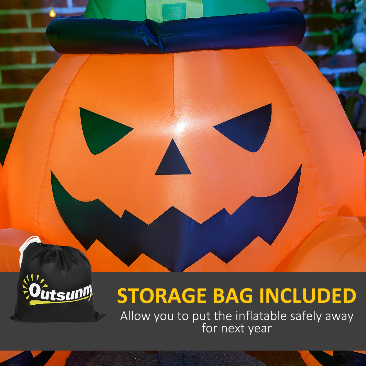 6ft inflatable Halloween pumpkins with hat LED decoration - view 7