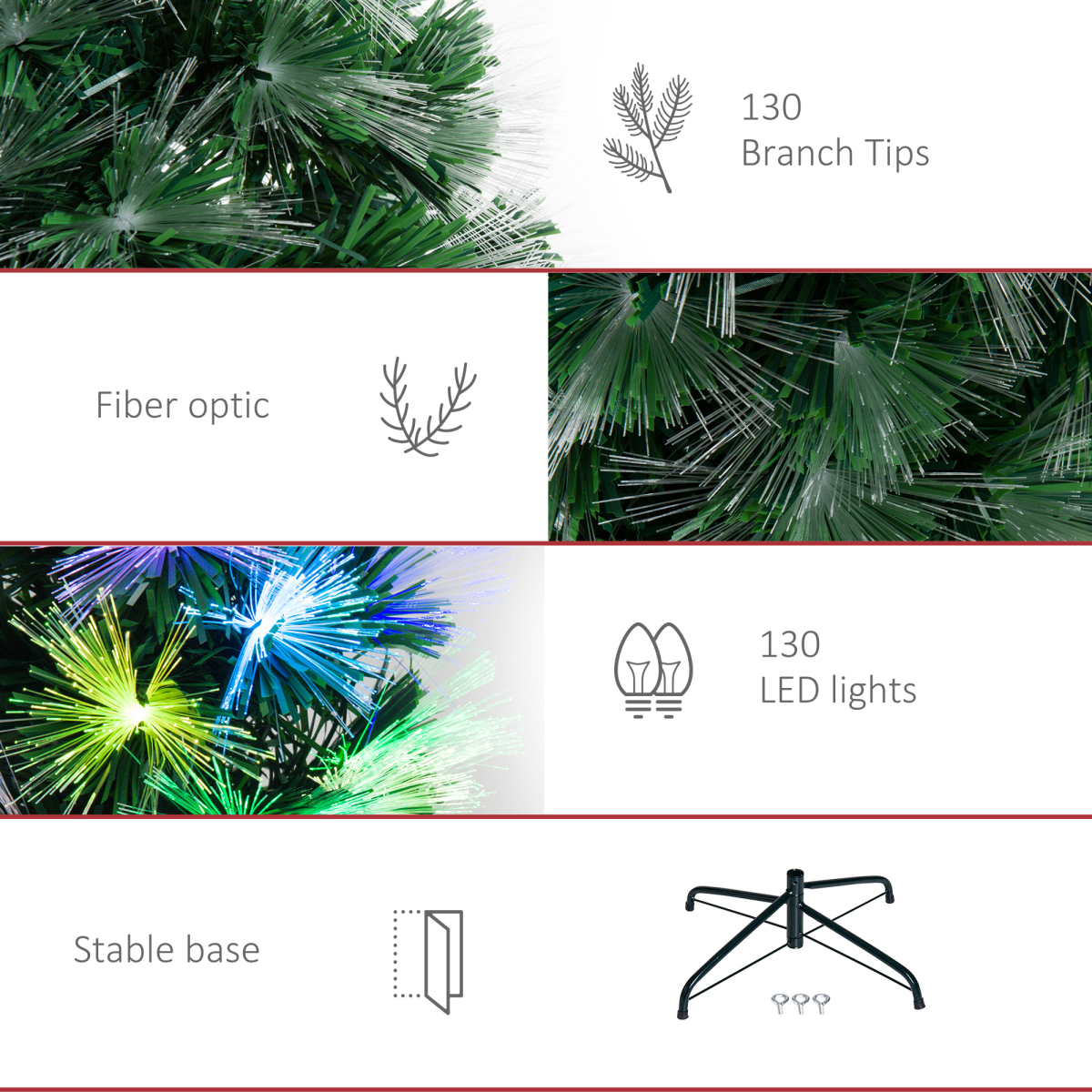 4ft multicoloured fibre optic Christmas tree with 130 lights - view 7