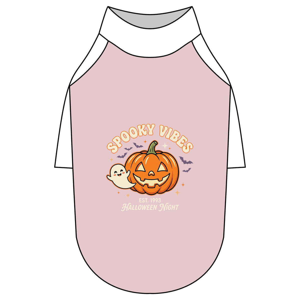 Spooky Vibes Halloween Dog T-Shirt | Pumpkin & Ghost Raglan Dog Costume Shirt