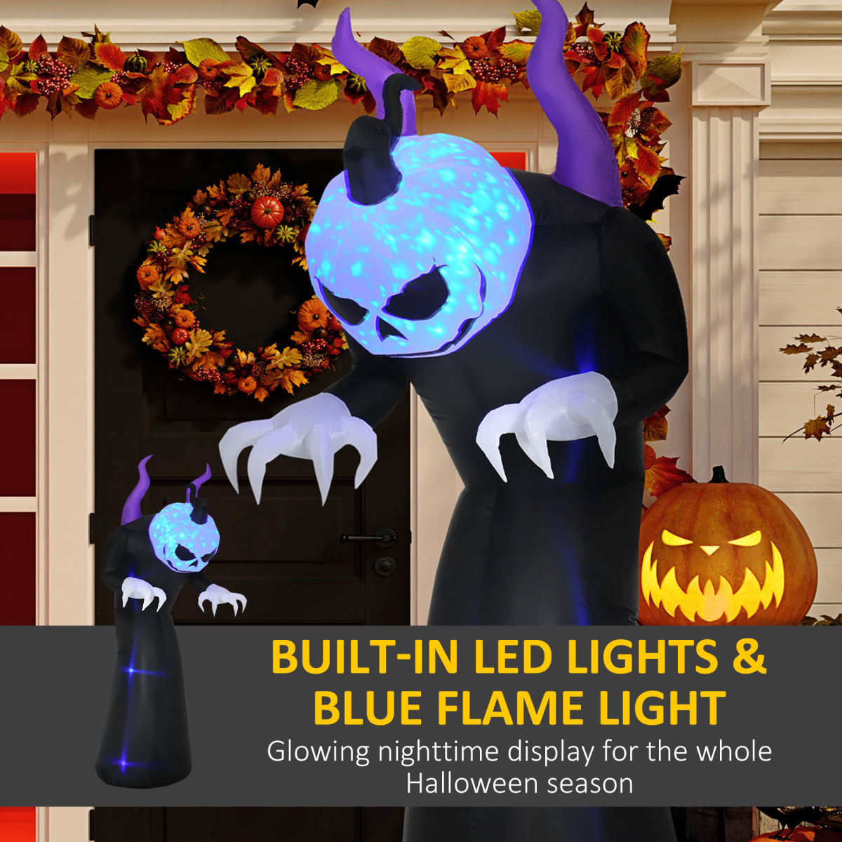 7ft inflatable horned ghost with LED flame effect - view 4