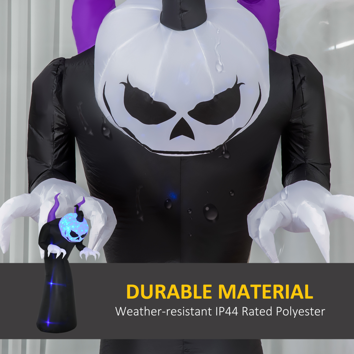 7ft inflatable horned ghost with LED flame effect - view 5