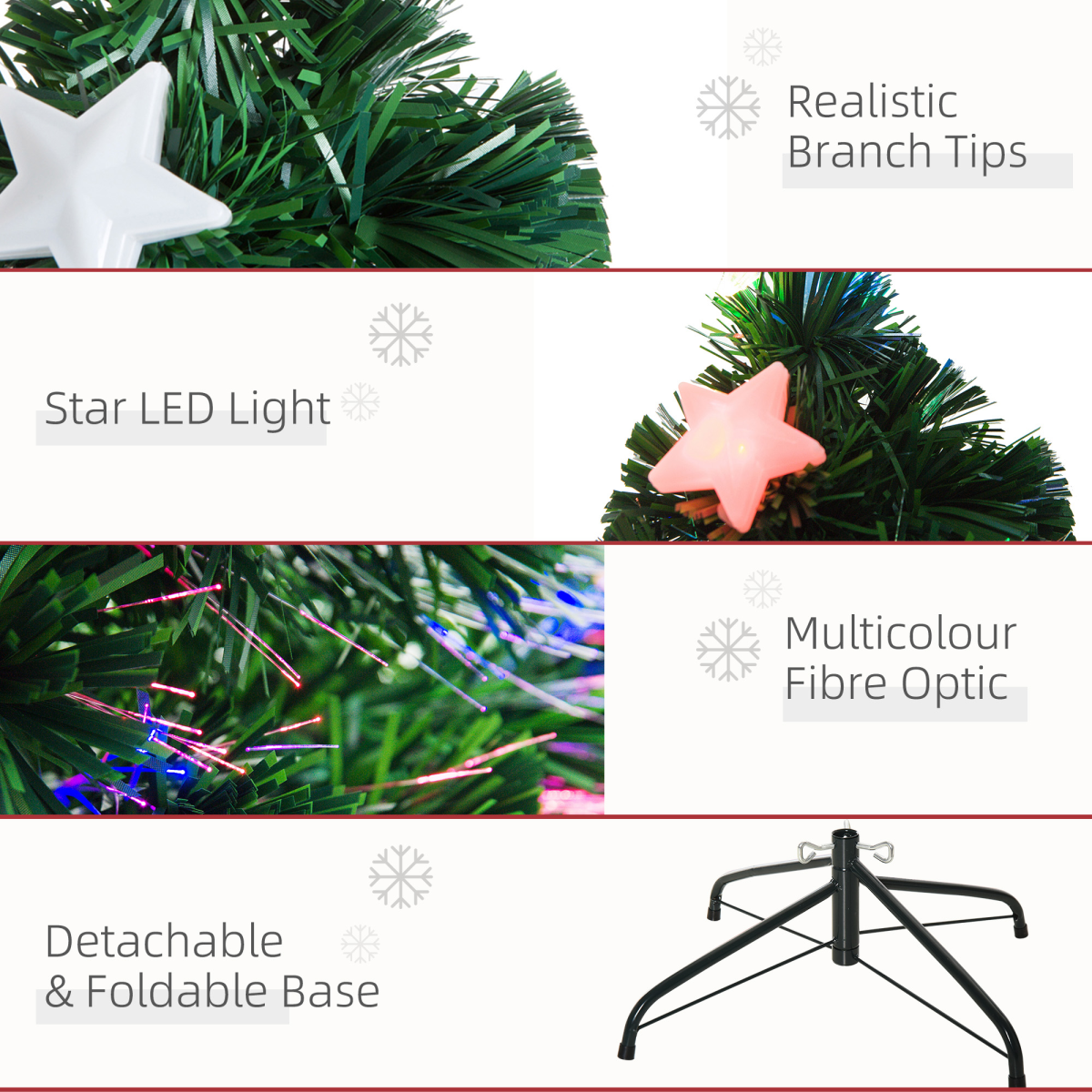 5ft pre-lit fibre optic Christmas tree with star LED lights - view 8