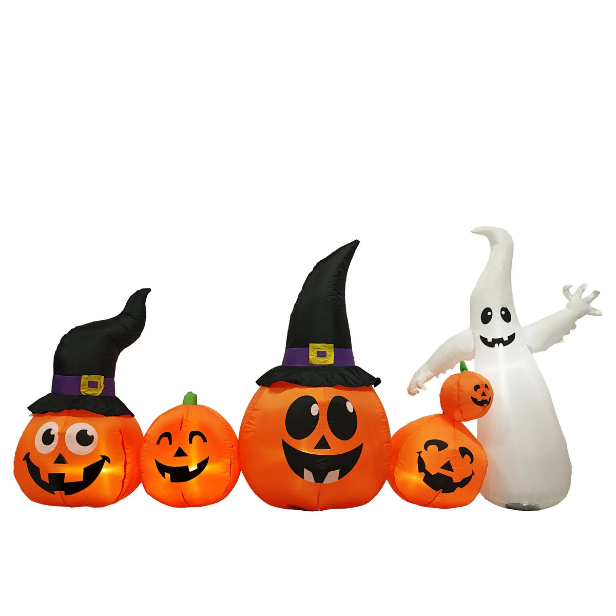 8ft inflatable Halloween pumpkins and ghost LED garden decoration