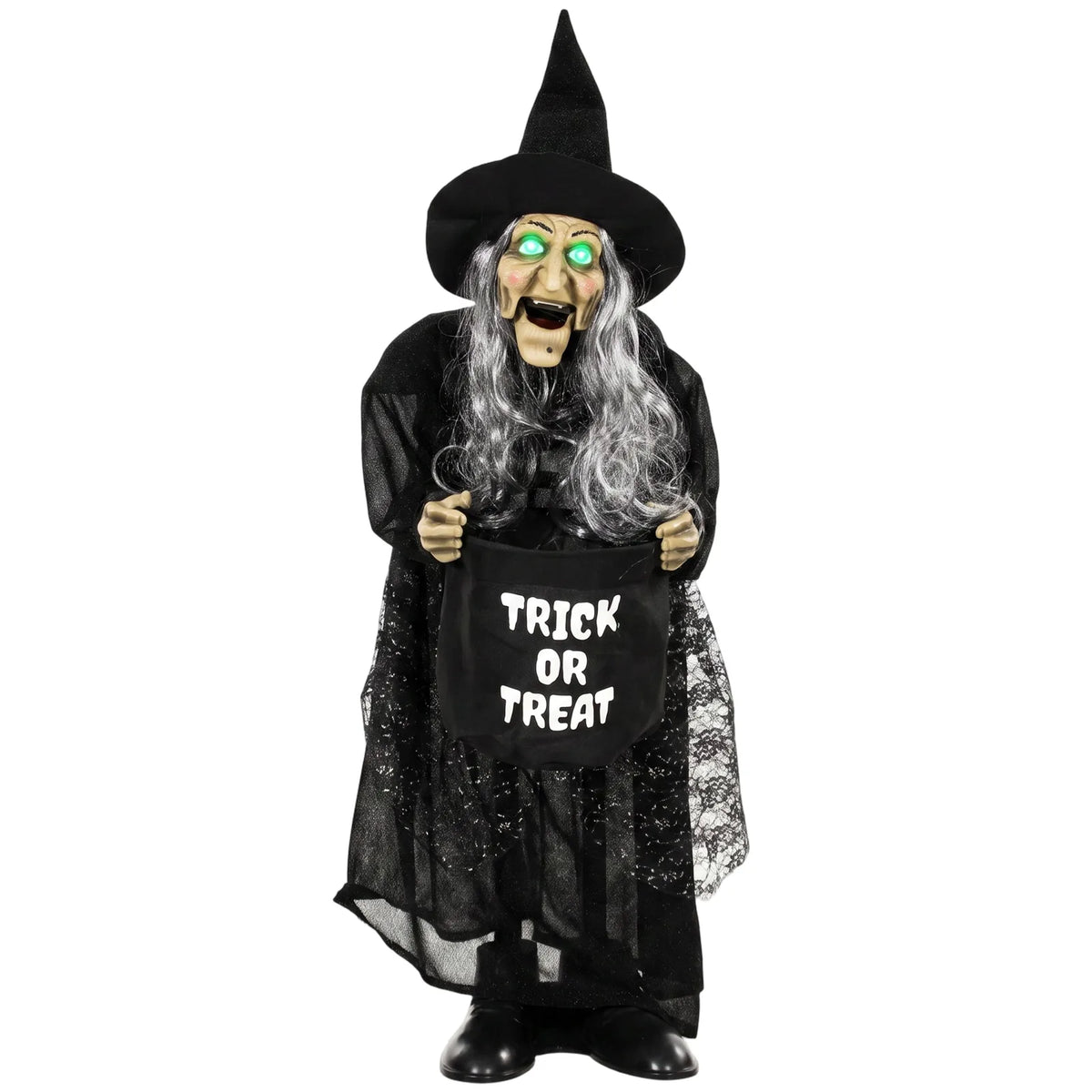 94cm animated trick-or-treat witch with glowing eyes