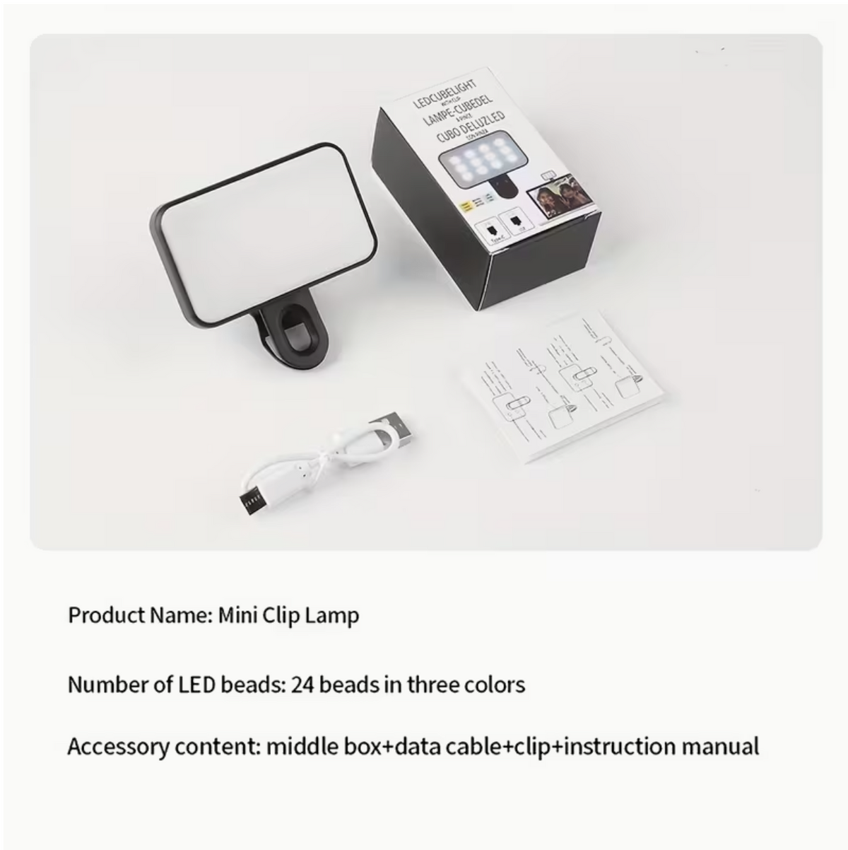 Fill light clipped onto tablet for content creation