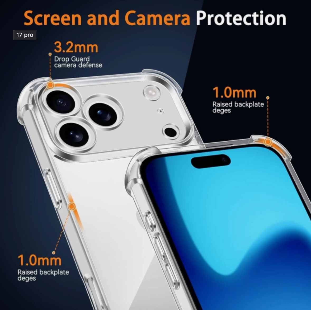 iPhone 17 clear case showing raised camera bump edge