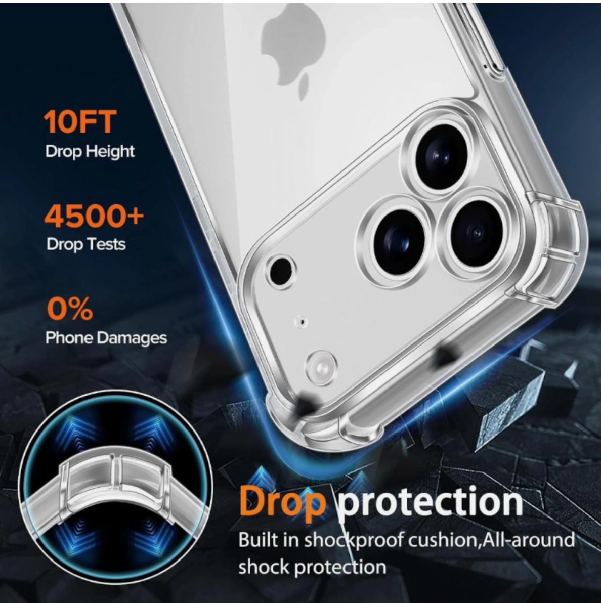 Close-up of anti-yellowing clear case material