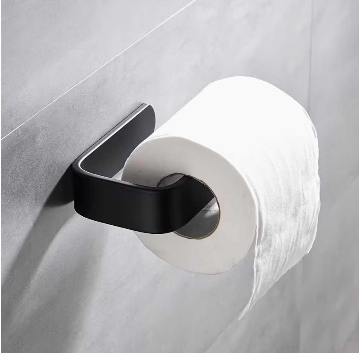 Black one-piece Nordic-style toilet paper holder wall mounted
