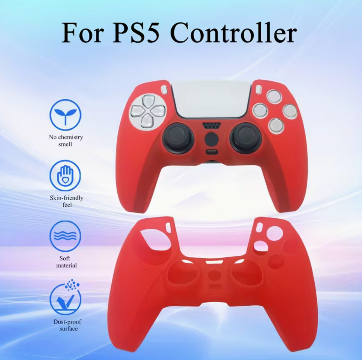 Anti-slip silicone grip cover fitted on PS5 DualSense controller