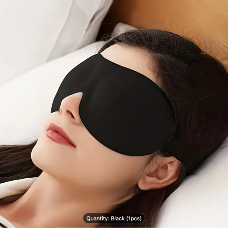 3D contoured blackout sleep mask with deep eye cups